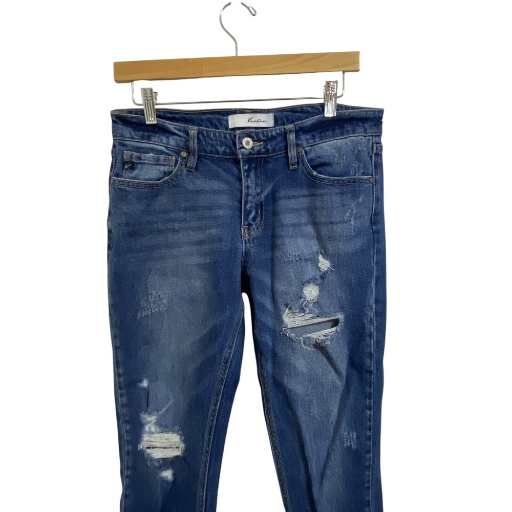 Kancan Estilo‎ Distressed Ankle Skinny Jeans Ripped Denim Blue Wash Size 7/27 - Picture 7 of 11